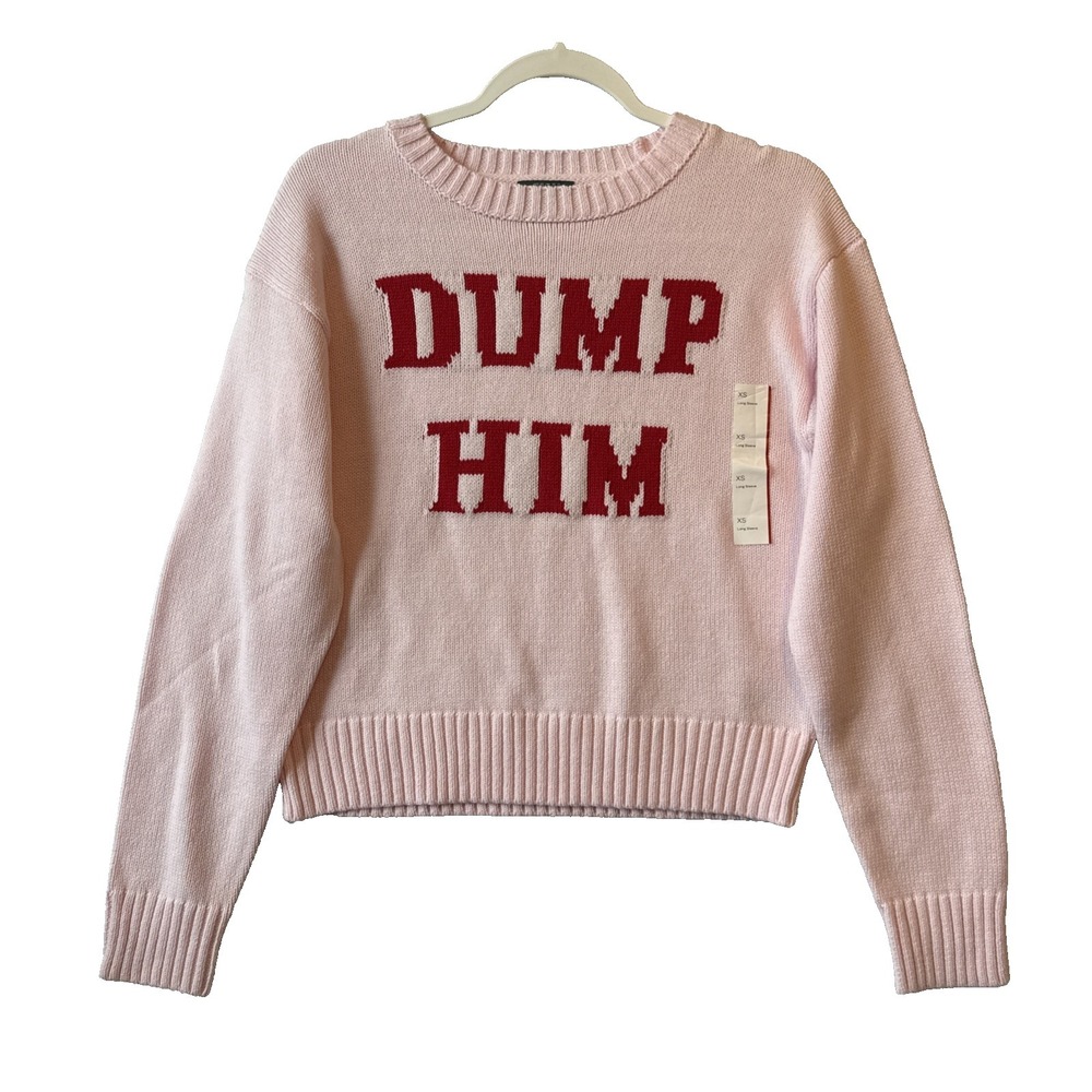 NWT Wild Fable Y2K Dump Him Pink Knit Sweater XS Britney Valentines Coquette